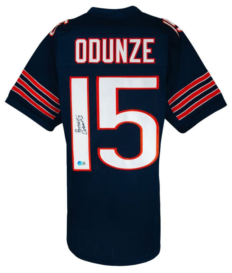 Rome Odunze (BEARS) Signed Navy Custom Football Jersey - (BECKETT COA)