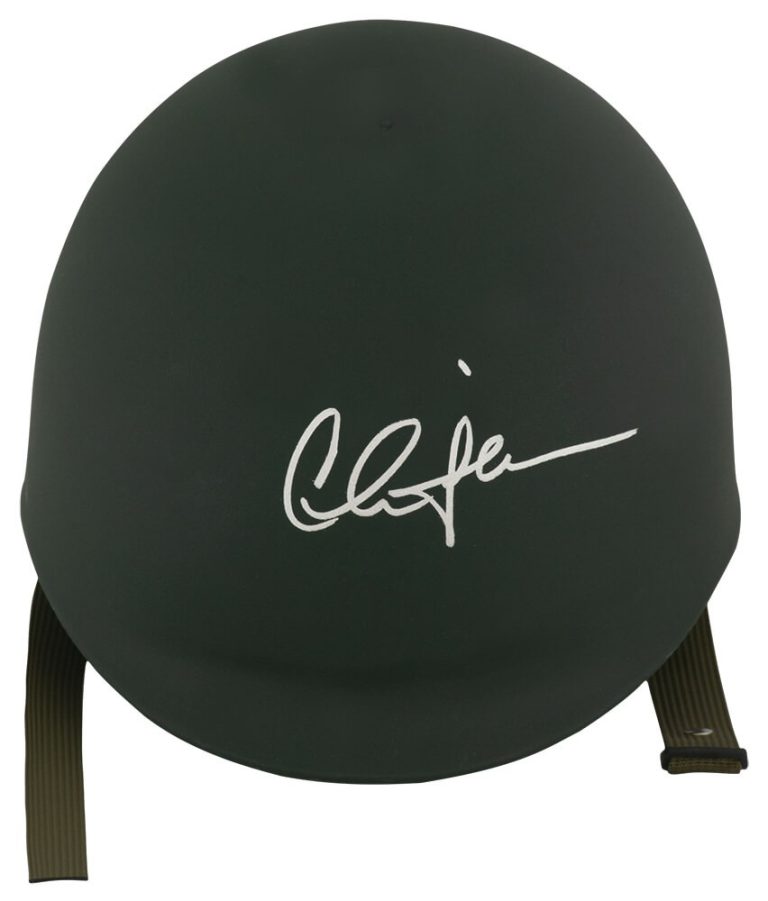 Charlie Sheen Signed Green Army Costume Helmet - (SCHWARTZ COA)