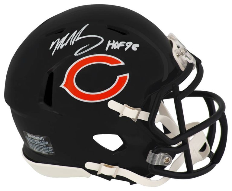 Mike Singletary Signed Bears Riddell Speed Mini Helmet w/HOF - In White - SS COA
