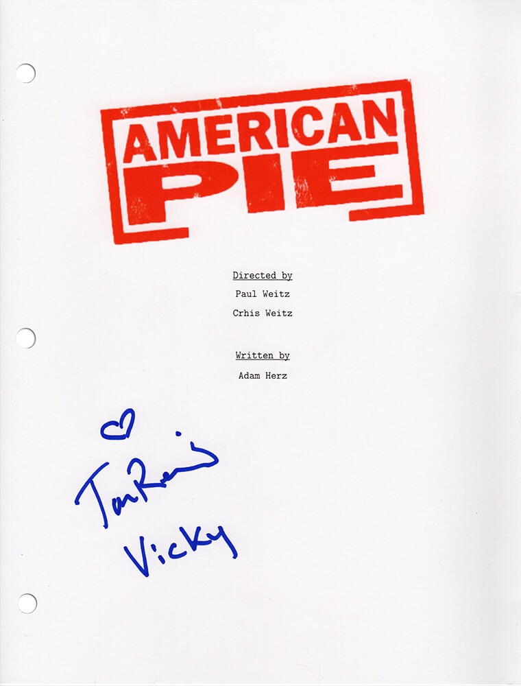 Tara Reid Signed American Pie Movie Script Cover Page w/Vicky - (SCHWARTZ COA)
