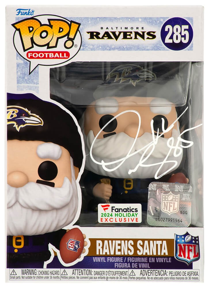 Derrick Mason Signed Baltimore Ravens SANTA Funko Pop Doll #285 - (SCHWARTZ COA)