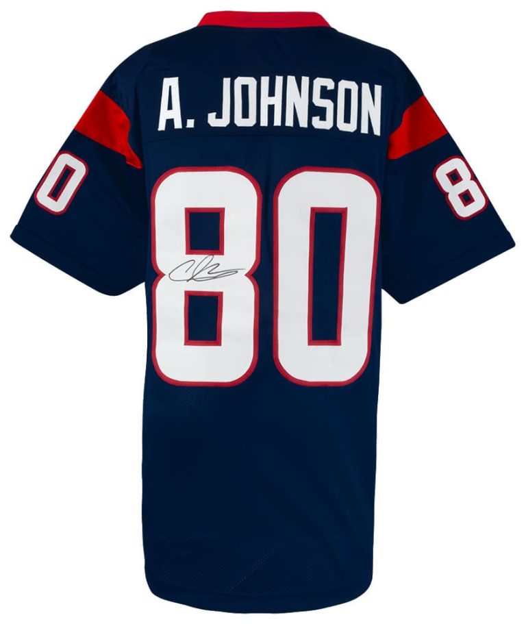 Andre Johnson Signed Navy Custom Football Jersey - (SCHWARTZ COA)