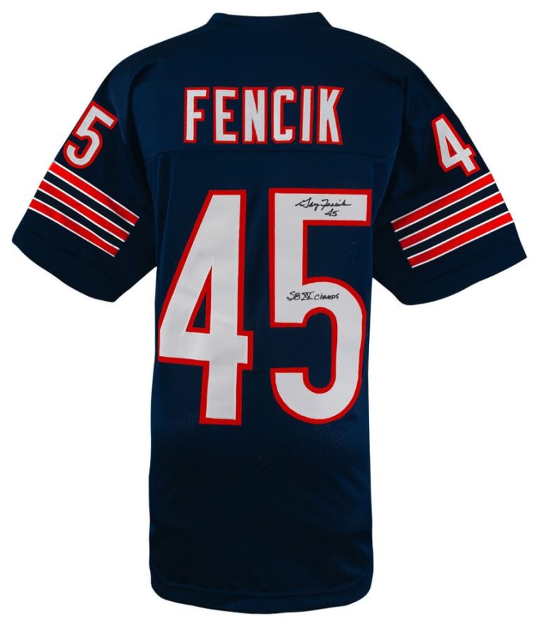 Gary Fencik Signed Navy Custom Football Jersey w/SB XX Champs - (SCHWARTZ COA)