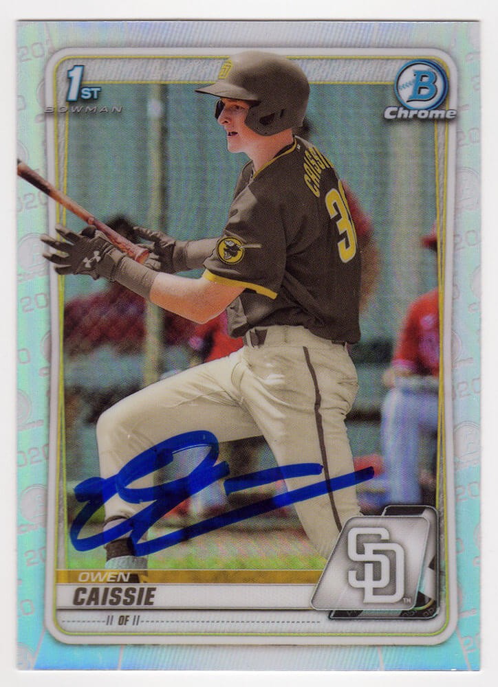 Owen Caissie Signed Cubs 2020 Bowman Draft Refractor Chrome Card #BD-49 (SS COA)