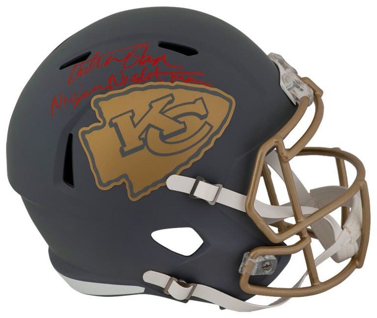 Christian Okoye Signed Chiefs SLATE Riddell F/S Rep Helmet w/Nightmare -(SS COA)