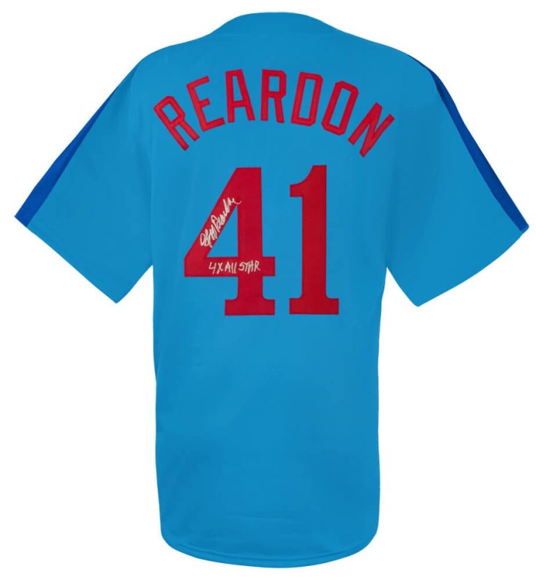 Jeff Reardon Signed Blue T/B Custom Baseball Jersey w/4x All Star (SCHWARTZ COA)