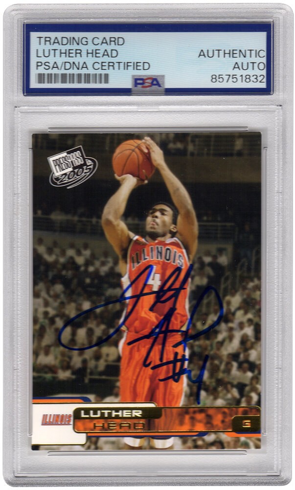 Luther Head Signed Illinois 2005 Press Pass Gold RC Basketball Card #G19 - (PSA)