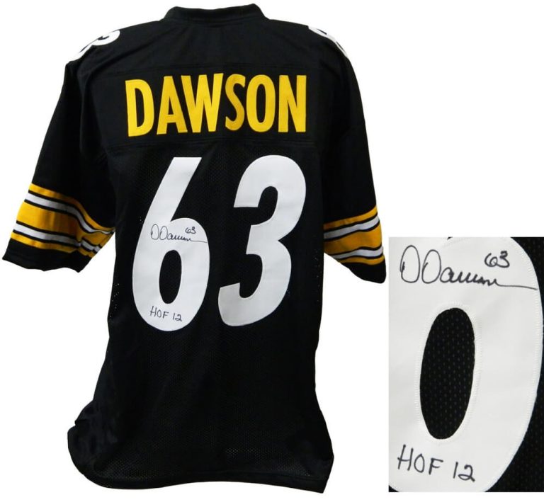 DERMONTTI DAWSON Steelers Signed Black Football Jersey w/HOF'12 - SCHWARTZ