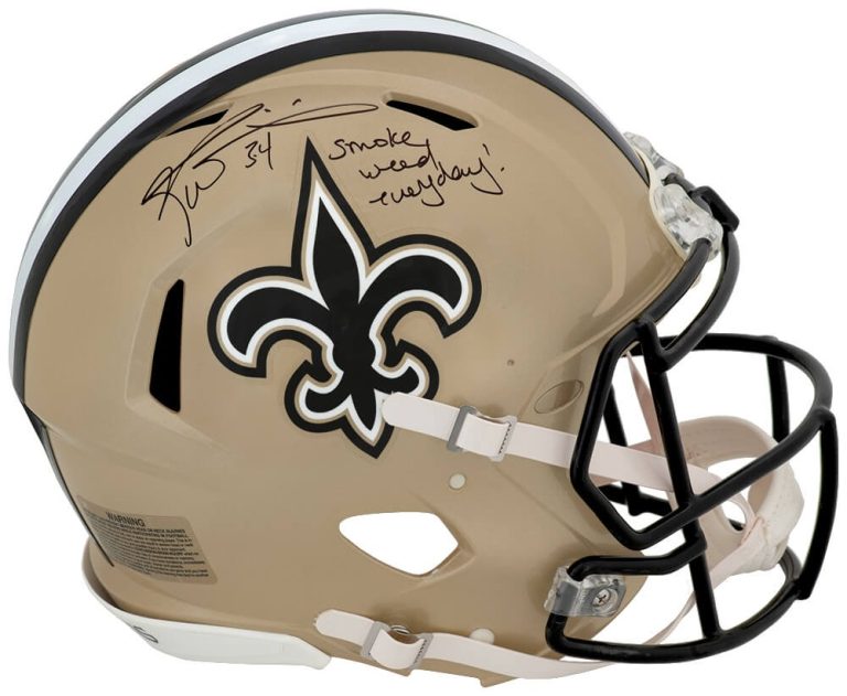 Ricky Williams Signed Saints Riddell F/S Speed Auth Helmet w/Smoke Weed (SS COA)