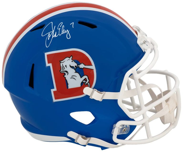 John Elway Signed Broncos T/B D Logo Riddell F/S Speed Replica Helmet - (SS COA)