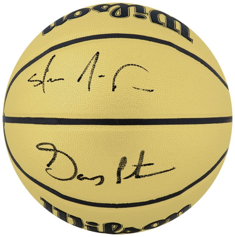 Gary Payton & Shawn Kemp Signed Wilson GOLD NBA Basketball - (SCHWARTZ COA)