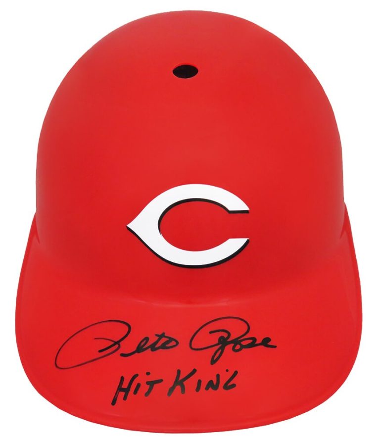 Pete Rose Signed Reds Replica Souvenir Batting Helmet w/Hit King -(SCHWARTZ COA)