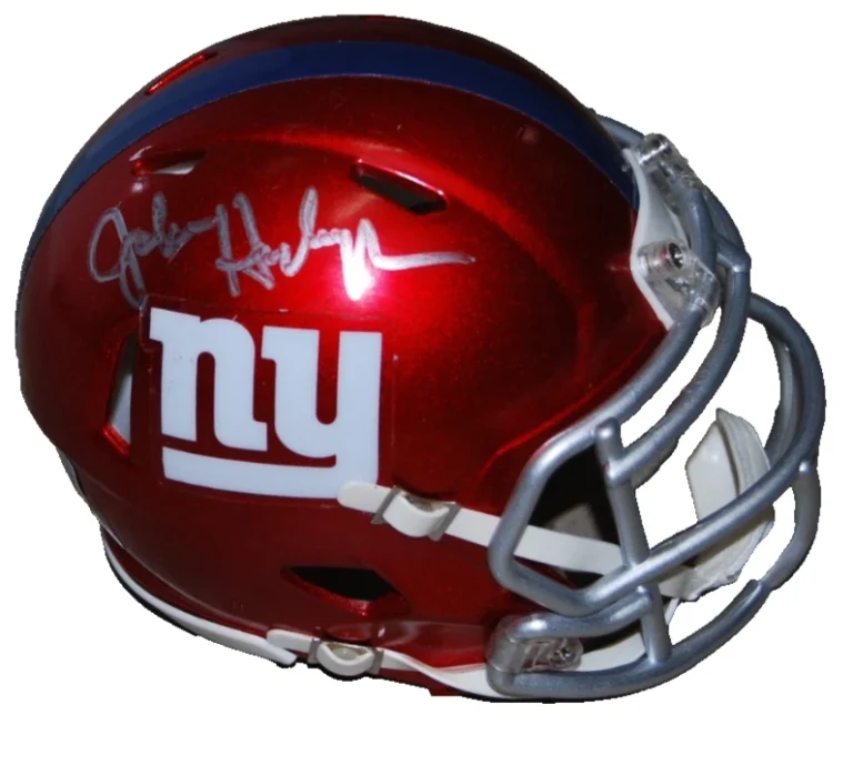 JOHN HARBAUGH signed (NEW YORK GIANTS) mini football helmet BECKETT BW07929
