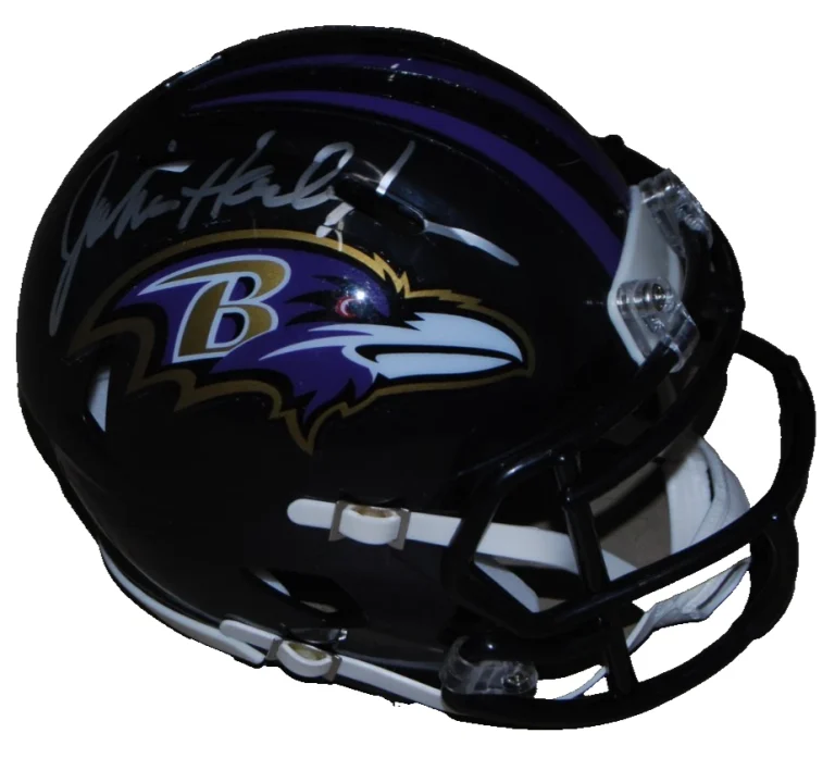 JOHN HARBAUGH signed (BALTIMORE RAVENS) mini football helmet BECKETT BW07882