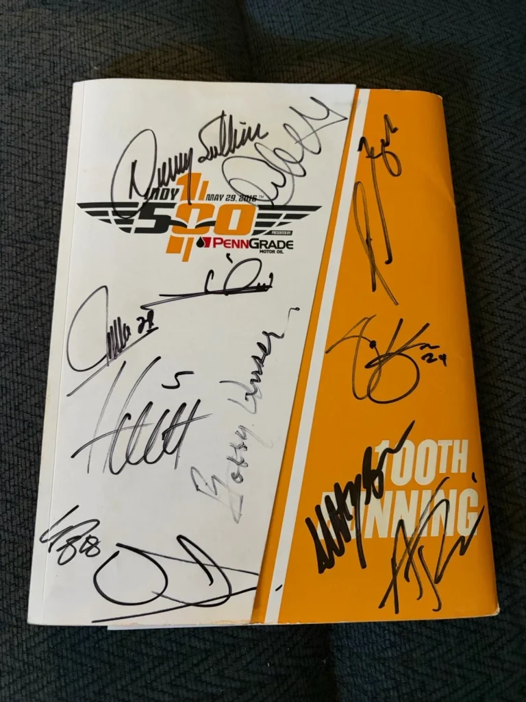 2016 Indy 500 Program Signed Alexander Rossi Bobby Unser Mario Andretti + 9 More