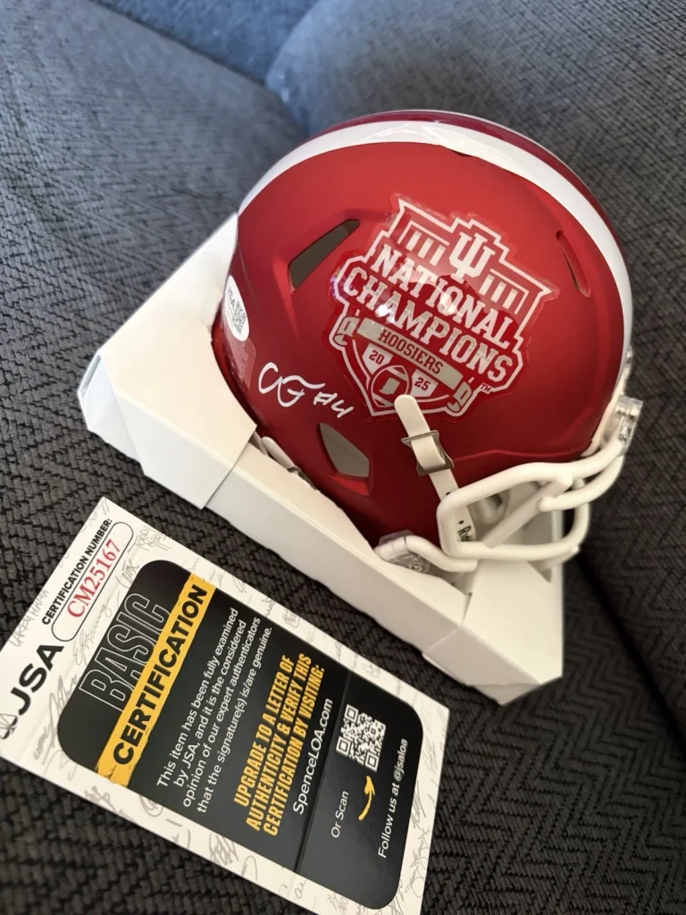 Aiden Fisher Signed Mini Helmet JSA Authenticated COA Indiana Hoosiers Champs