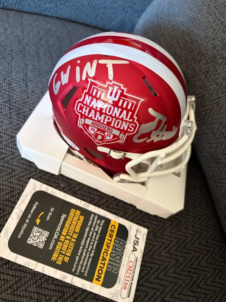 Jamari Sharpe Signed Mini Helmet JSA Authenticated COA Indiana Hoosiers Champs