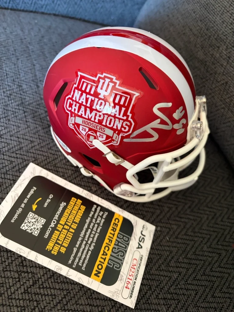 Chalrlie Becker Signed Mini Helmet JSA Authenticated COA Indiana Hoosiers Champs