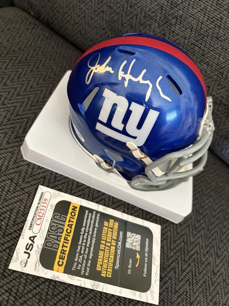 John Harbaugh Signed Mini Helmet JSA Authentication COA New York Giants