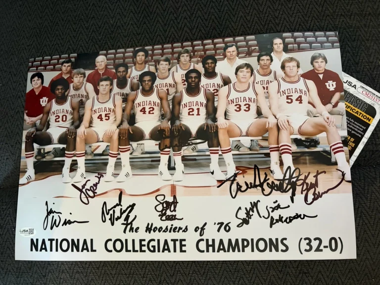 1976 Hoosiers Team Signed 12x18 JSA Authenticated COA Scott May Kent Benson ++