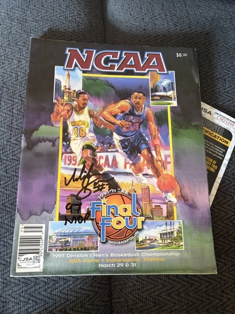 Miles Simon Signed 1997 NCAA Final Four Program JSA Authentication COA Arizona