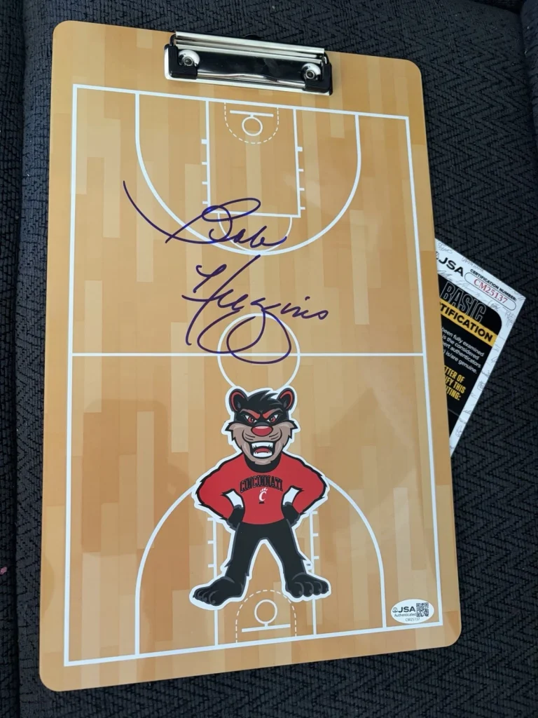 Coach Bob Huggins Signed Clip Board JSA Authenticated COA Cincinnati Bearcats