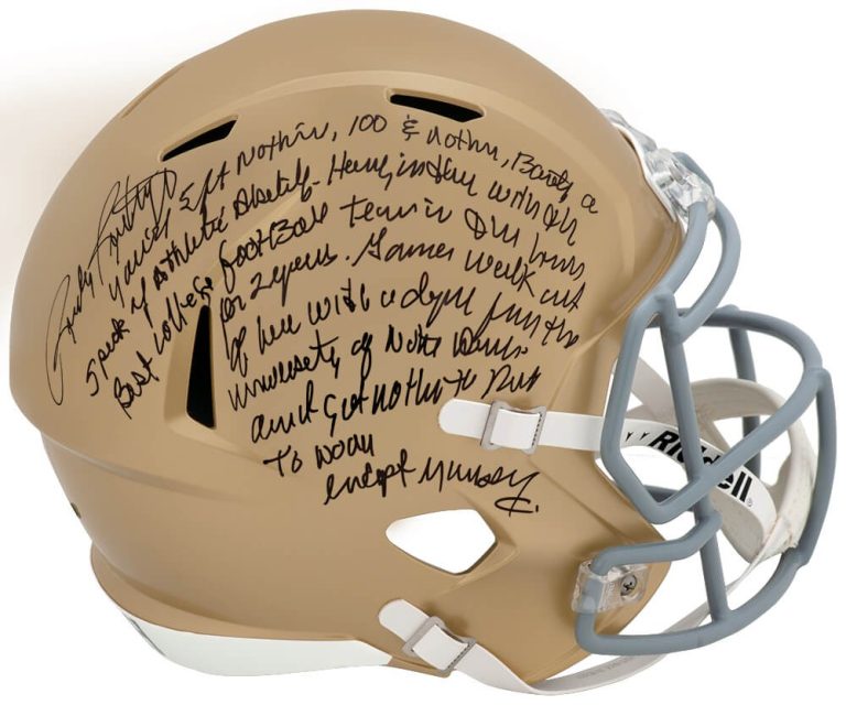 Rudy Ruettiger Signed Notre Dame Riddell F/S Rep Helmet w/Full Quote - (SS COA)