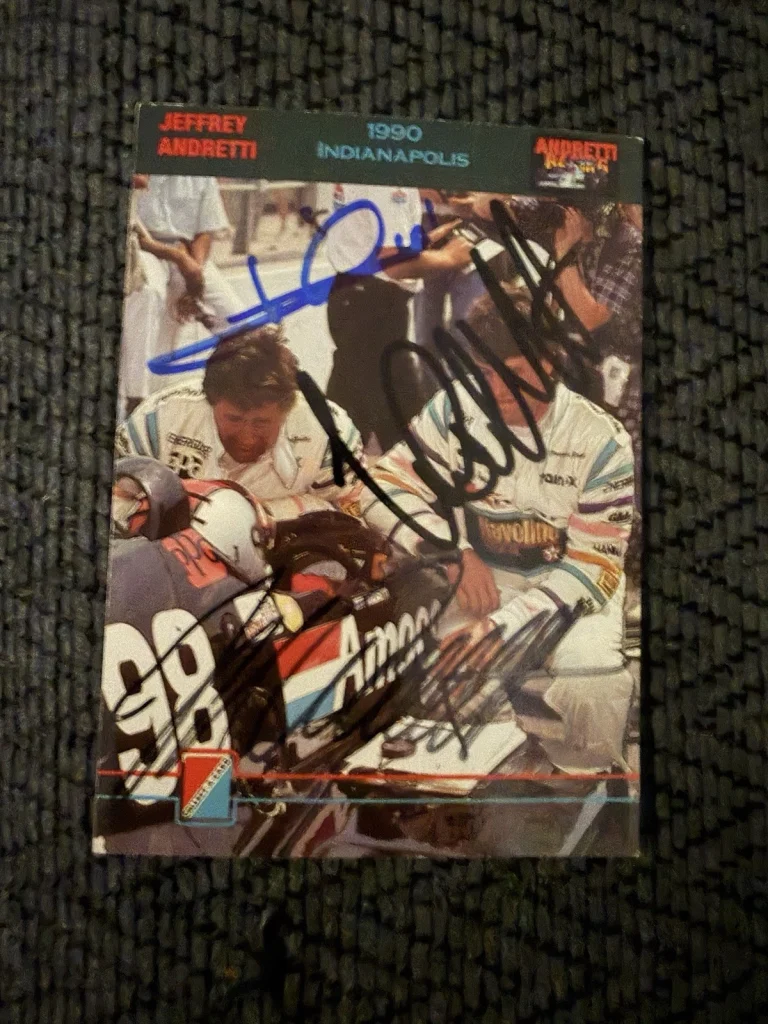 Signed Trading Card Indy 500 Car Mario & Michael & Jeff Andretti Autographed