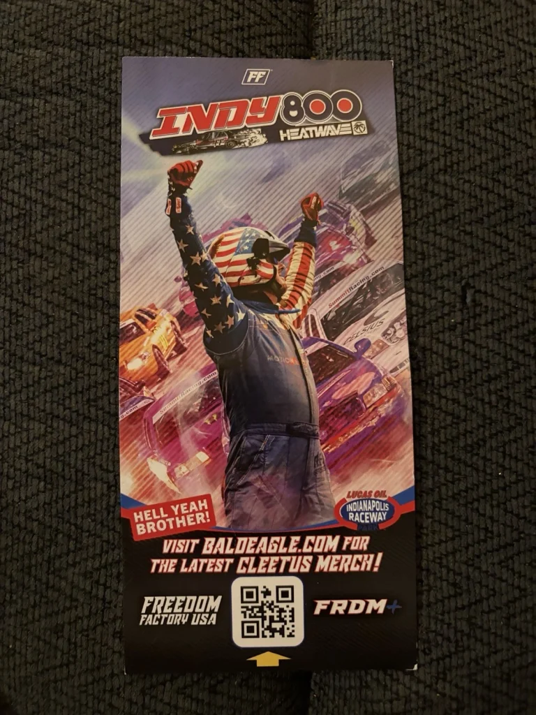 Cleetus McFarland Entry List Handout Indy 800 Lucas Oil Raceway Park May 1, 2026