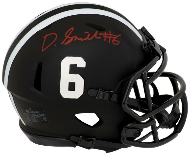 Devonta Smith Signed Alabama  Eclipse Black Matte Riddell Mini Helmet - (SS COA)