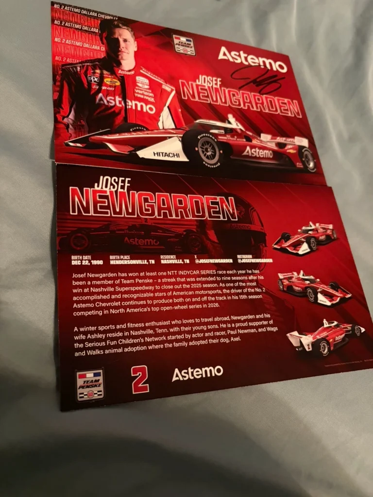 Josef Newgarden 2026 Indy 500 Signed Car Promo Hero Card Indianapolis