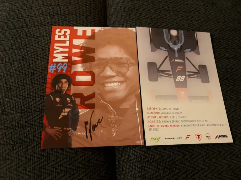 Myles Rowe 2026 Indy NXT Signed Car Promo Hero Card Feeder Indianapolis 500