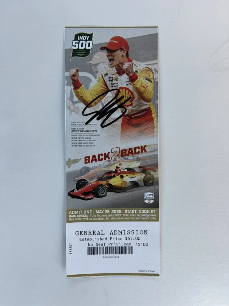 Josef Newgarden (2024 Winner) Signed Indianapolis Indy 500 Ticket 2025 Race