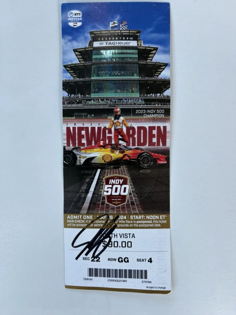 Josef Newgarden (2023 Winner) Signed Indianapolis Indy 500 Ticket 2024 Race