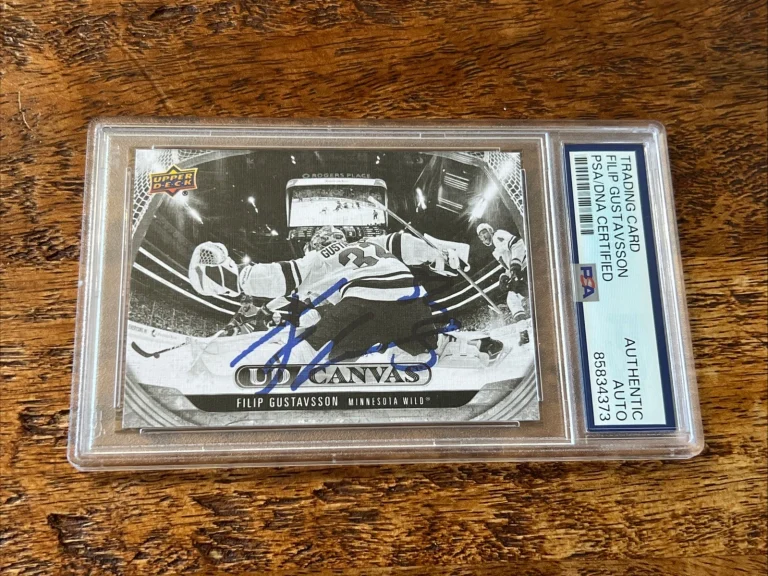 Filip Gustavsson IP Signed Upper Deck Canvas Card PSA DNA Slab Wild Autographed