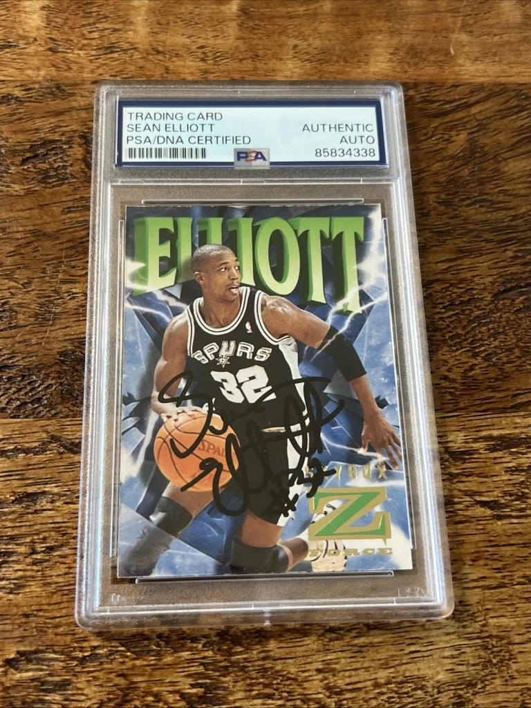 Sean Elliott IP Signed Skybox Card Psa Dna Coa Slab Autographed Spurs
