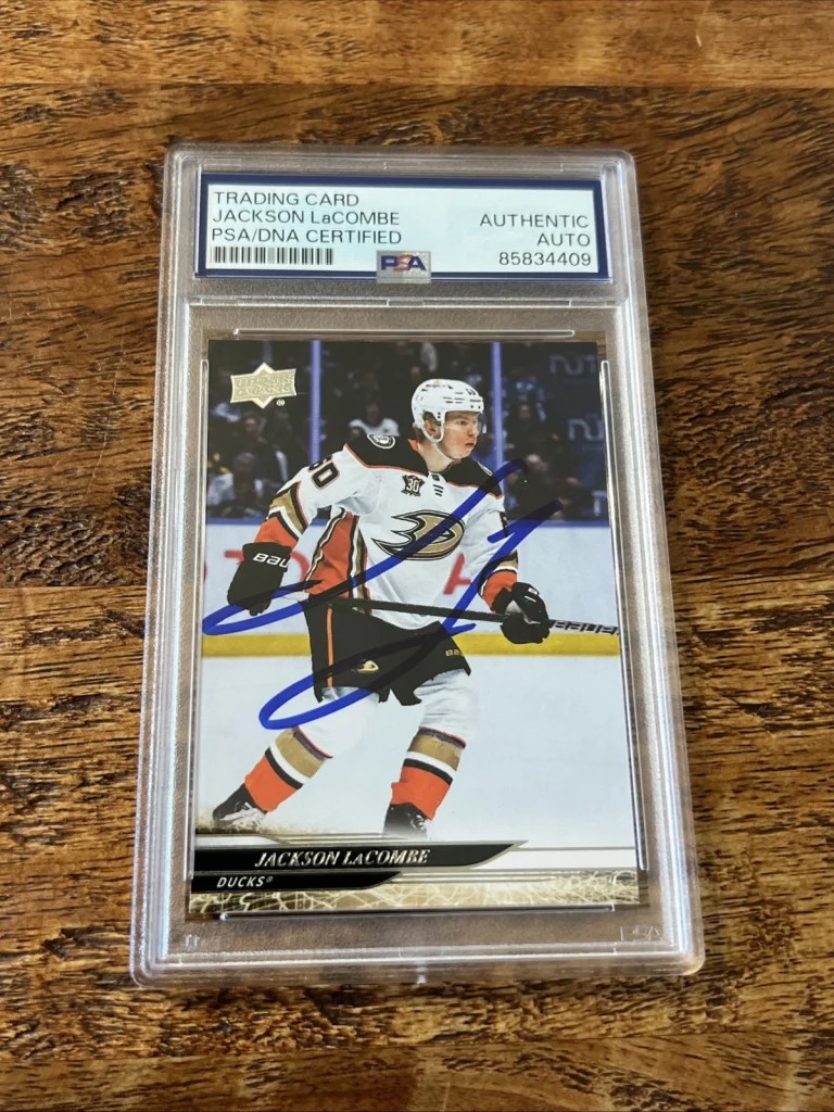 Jackson LaCombe IP Signed Upper Deck Card PSA DNA Coa Slab Ducks Autographed