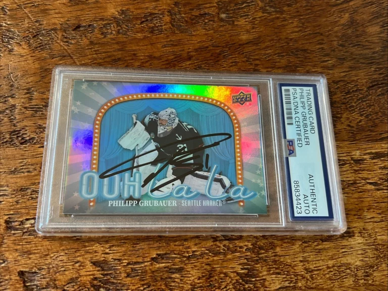 Philipp Grubauer IP Signed Upper Deck Card Psa Dna Coa Slab Kraken Autographed