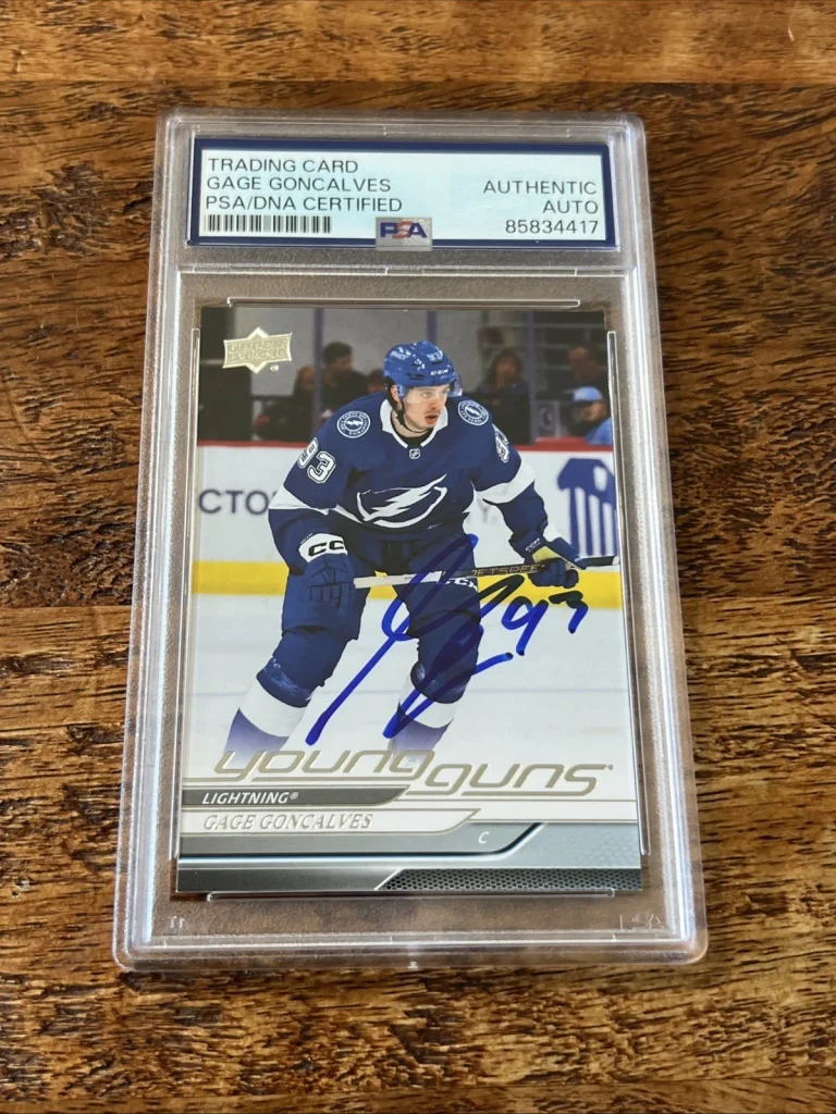 Gage Goncalves IP Signed UD Young Guns Card Psa Dna Slab Lightning Autographed