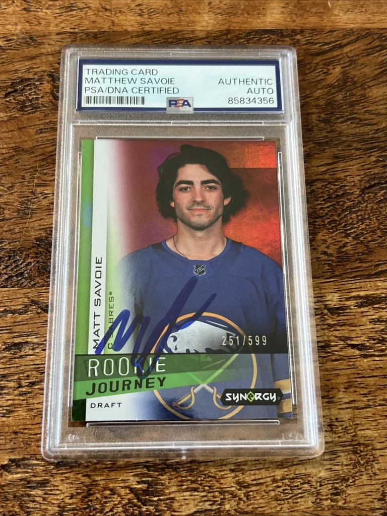 Matthew Savoie IP Signed UD Synergy RC Card PSA DNA Coa Slab Sabres Autographed