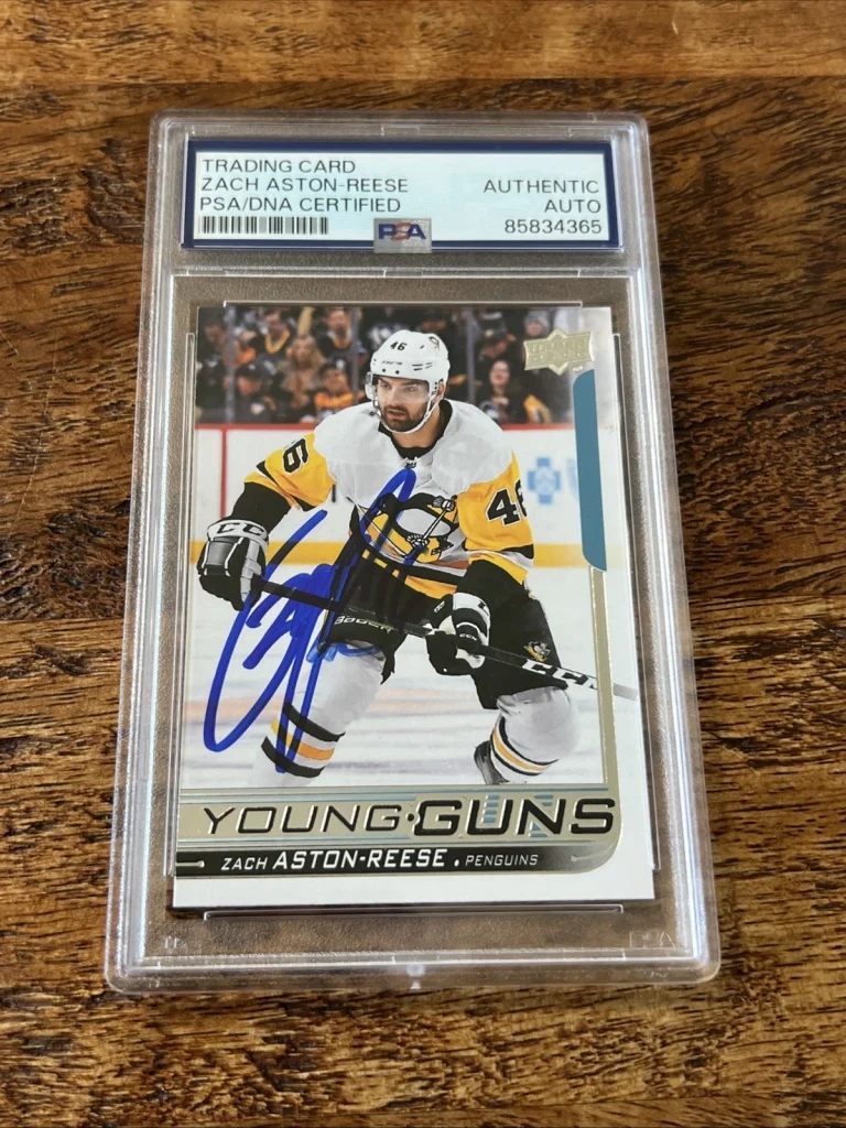Zach Aston-Reese IP Signed UD Young Guns Card Psa Dna Slab Autographed Penguins