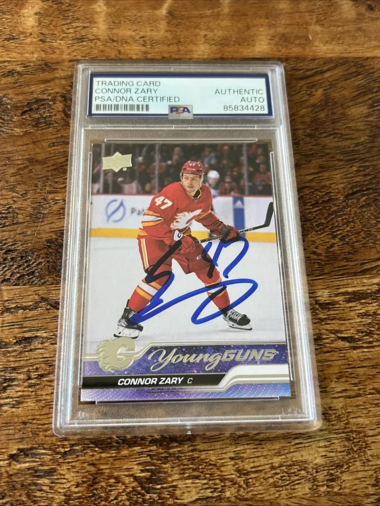 Connor Zary IP Signed UD Young Guns Card PSA DNA Coa Slab Flames Autographed