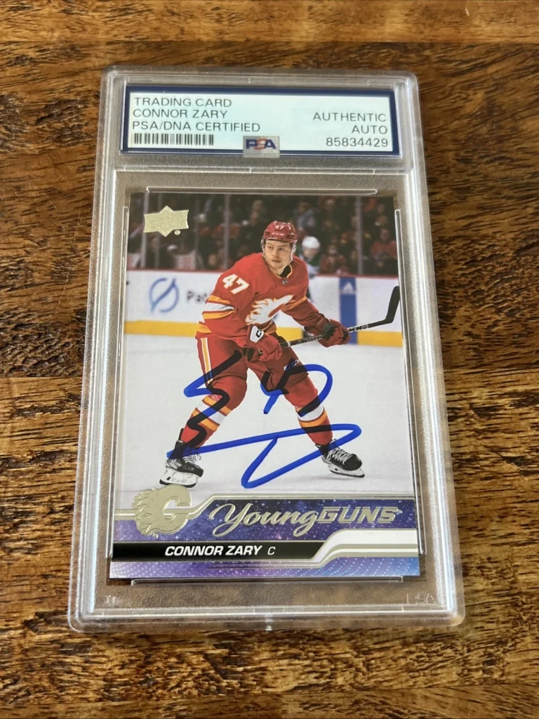 Connor Zary IP Signed UD Young Guns Card PSA DNA Coa Slab Flames Autographed