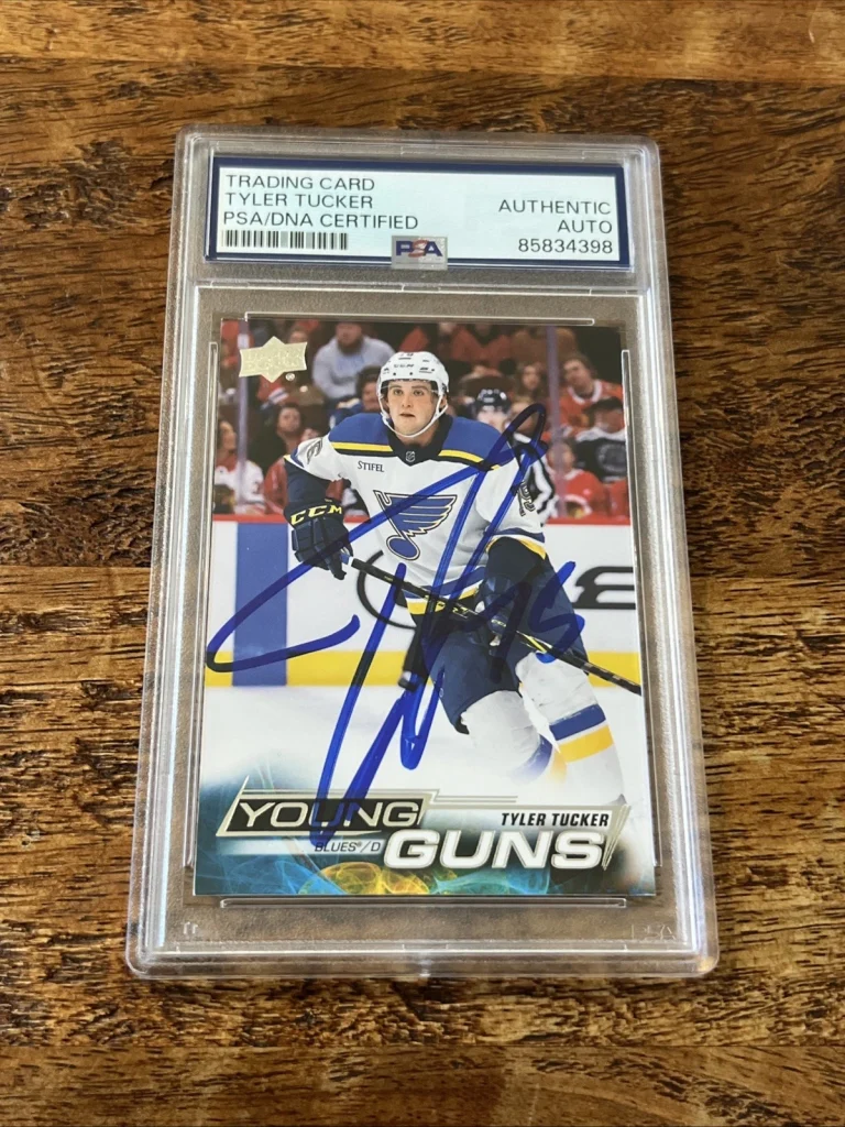 Tyler Tucker IP Signed UD Young Guns Card PSA DNA Coa Slab Blues Autographed