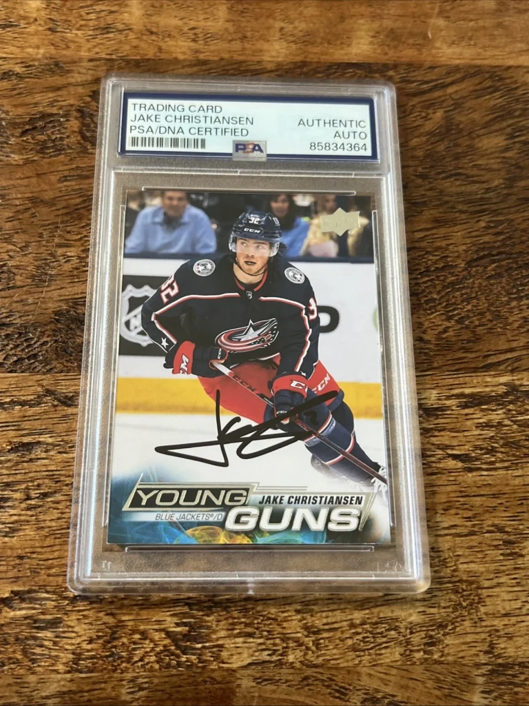Jake Christiansen IP Signed UD Young Guns Card PSA DNA Slab Blue Jackets Auto