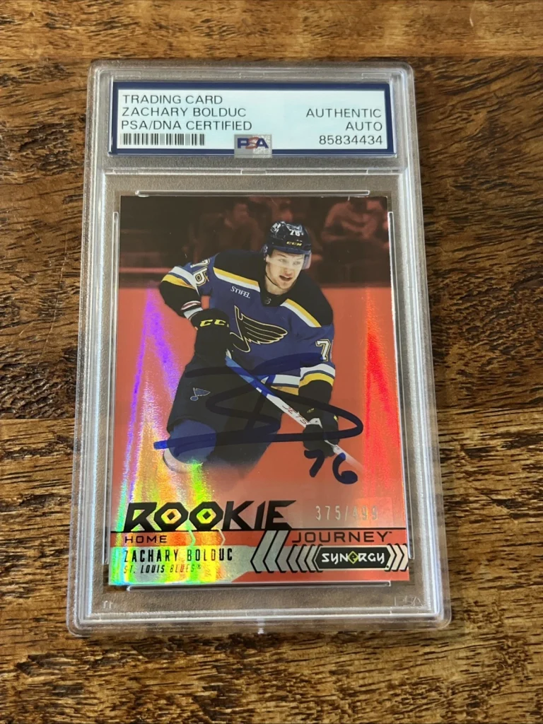 Zachary Bolduc IP Signed UD Synergy RC Card PSA DNA Coa Slab Blues Autographed