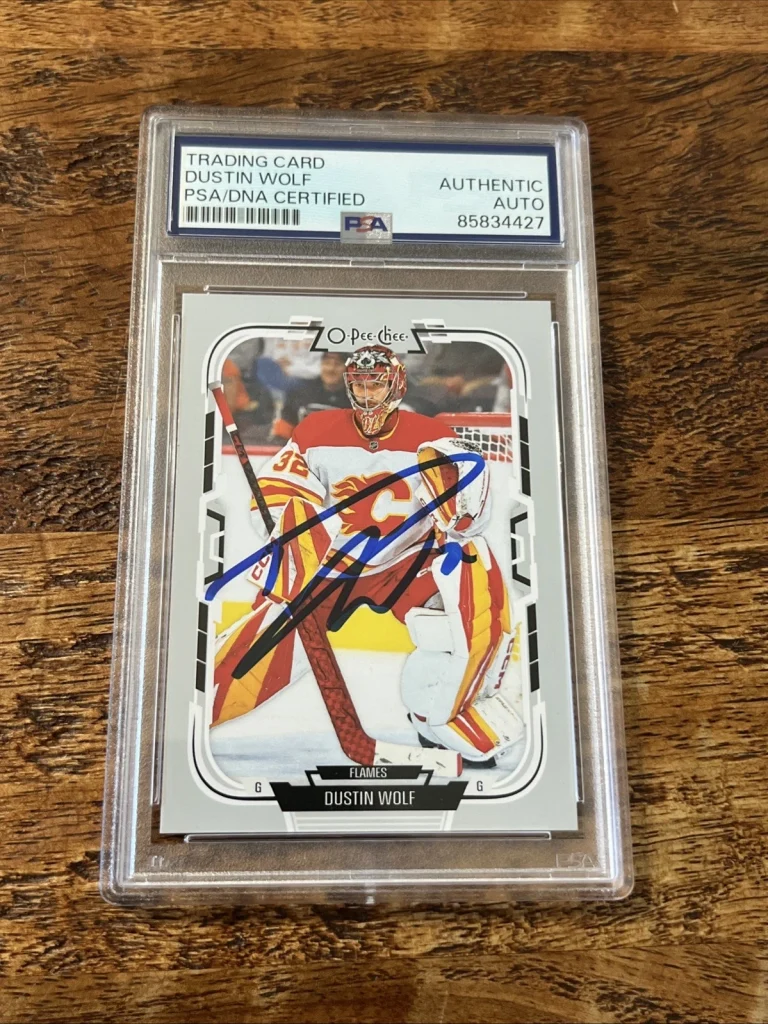Dustin Wolf IP Signed O Pee Chee Card PSA DNA Coa Slab Flames Autographed
