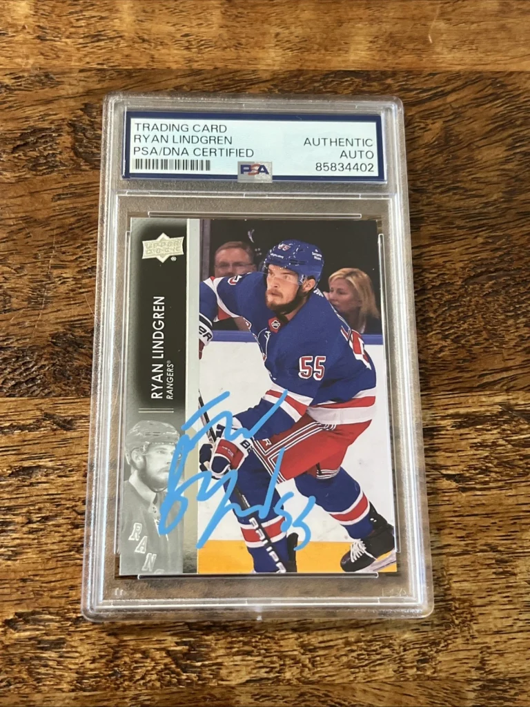 Ryan Lindgren IP Signed Upper Deck Card PSA DNA Coa Slab Rangers Autographed