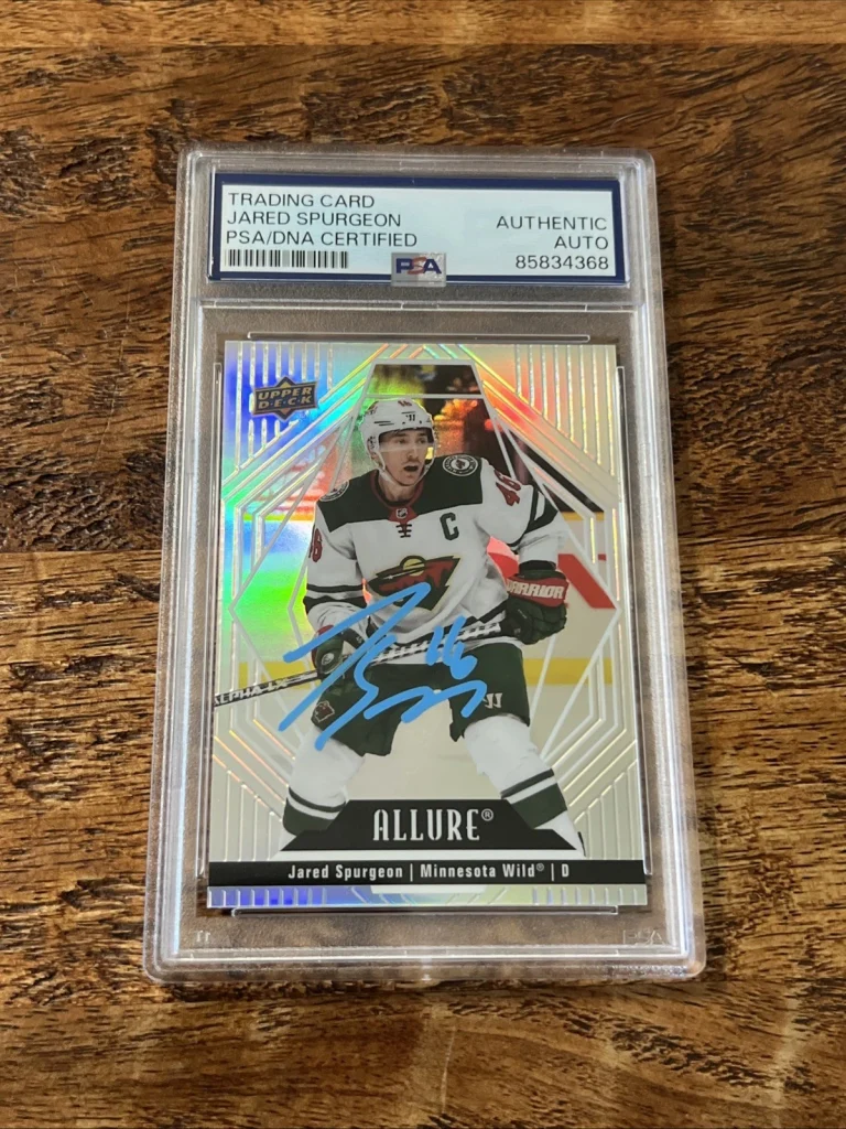 Jared Spurgeon IP Signed Upper Deck Allure Card PSA DNA Slab Wild Autographed