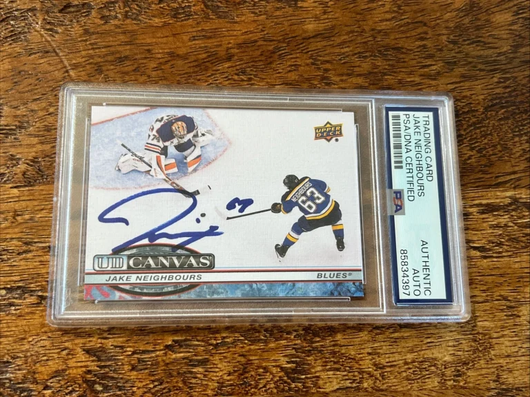 Jake Neighbours IP Signed UD Canvas Card PSA DNA Coa Slab Blues Autographed